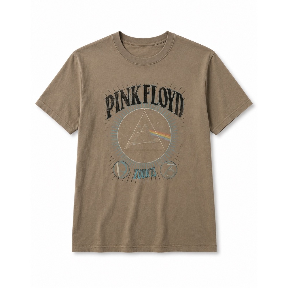 Pink Floyd Graphic T-Shirt Mens M Brown 1973 Tour Cotton Blend Rock Band Tee